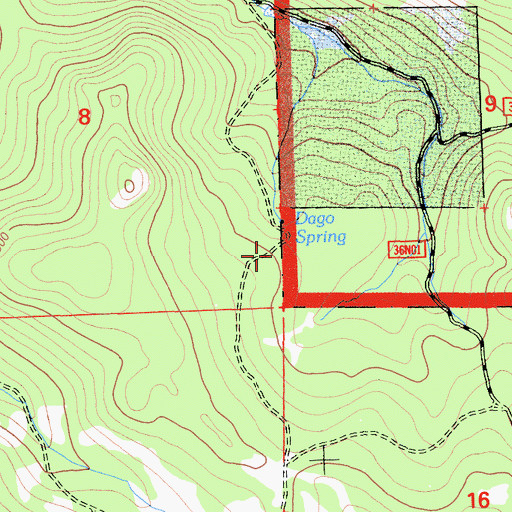 Topographic Map of Dago Spring, CA