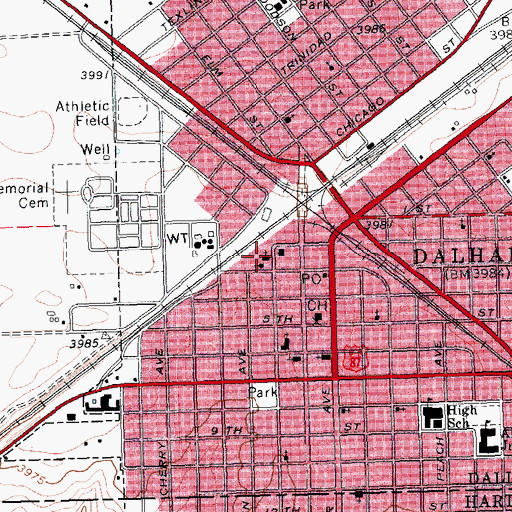 Topographic Map of Dalhart Police Department, TX