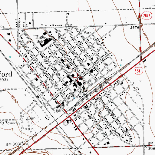 Topographic Map of Stratford Police Department, TX