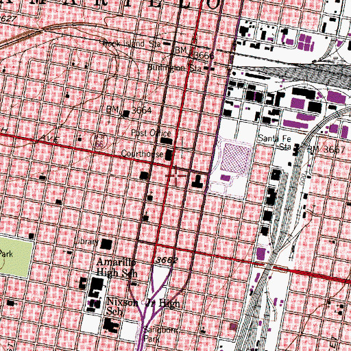 Topographic Map of Potter County Sheriff's Office, TX