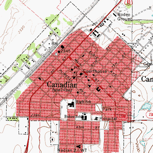 Topographic Map of Hemphill County Sheriff's Office, TX