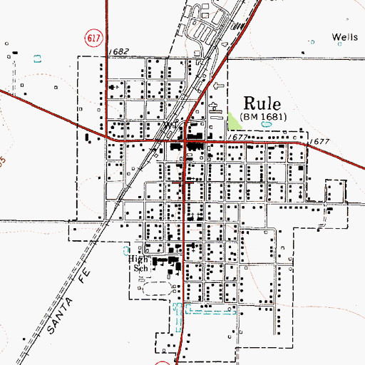 Topographic Map of Rule Police Department, TX