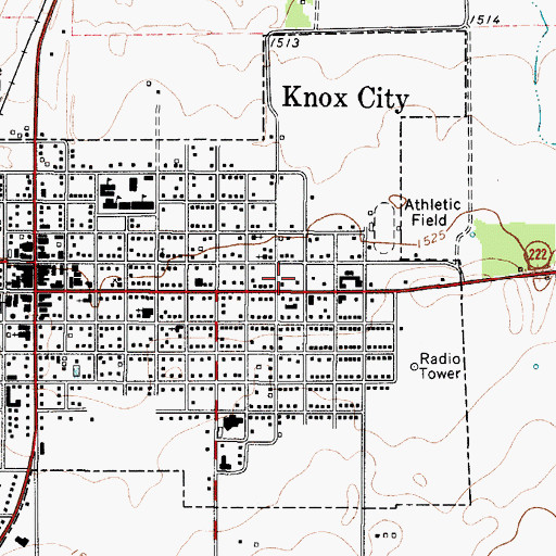 Topographic Map of Knox City Police Department, TX