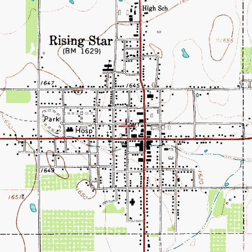 Topographic Map of Rising Star Police Department, TX
