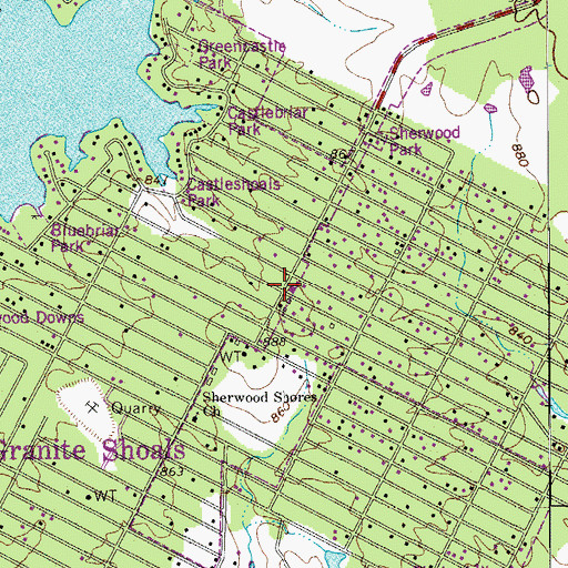 Topographic Map of Granite Shoals Police Department, TX