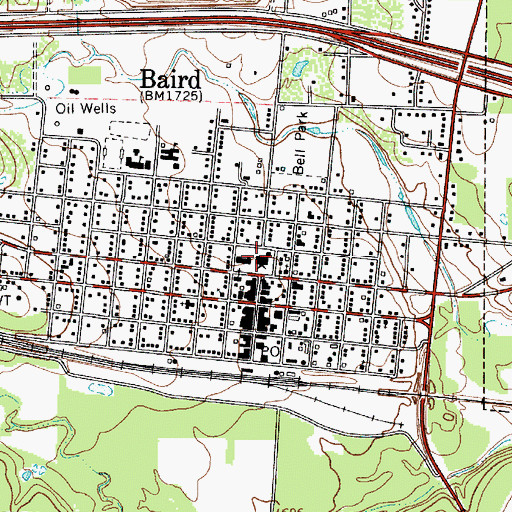 Topographic Map of Baird Police Department, TX