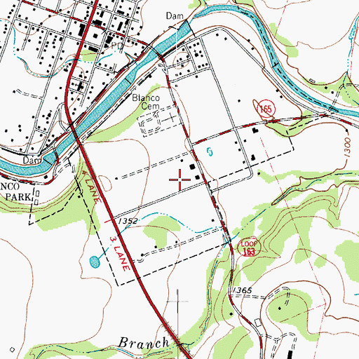 Topographic Map of Blanco Police Department, TX
