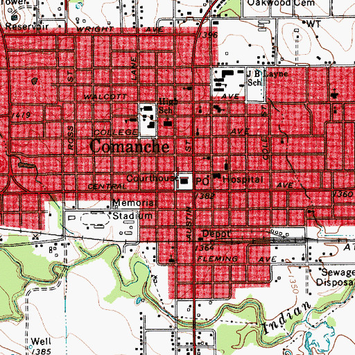 Topographic Map of Comanche County Constable's Office, TX