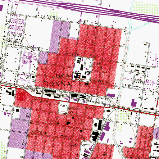 Topographic Map of Donna Independent School District Police Department, TX