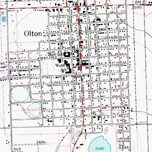 Topographic Map of Olton Police Department, TX