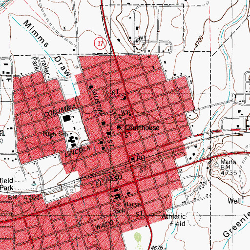 Topographic Map of Presidio County Sheriff's Office, TX