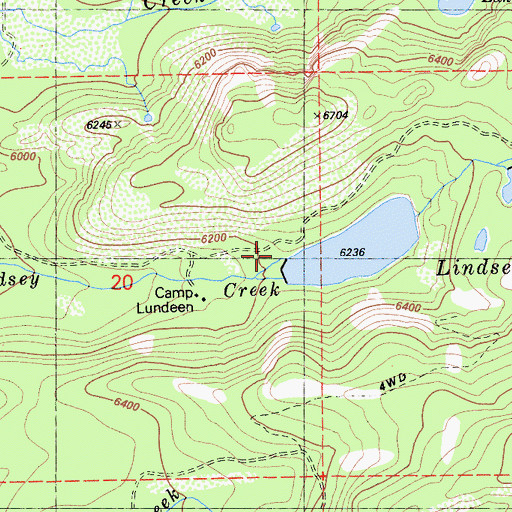 Topographic Map of Lindsey Campground, CA