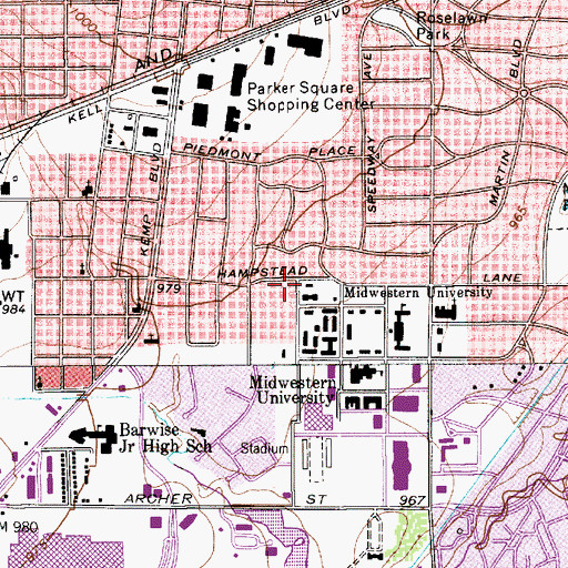Topographic Map of Midwestern State University Police Department, TX
