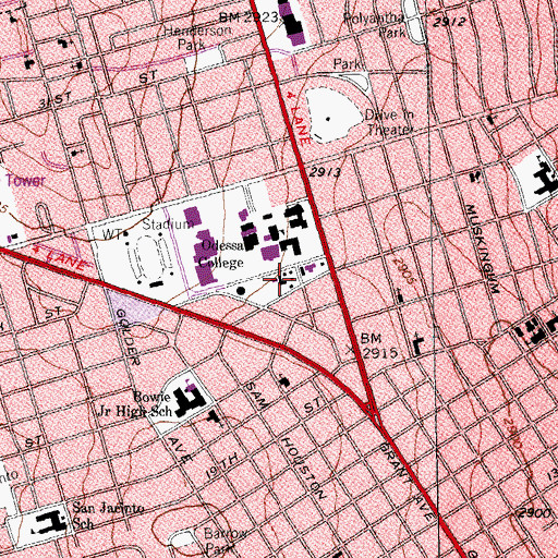 Topographic Map of Odessa College Police Department, TX