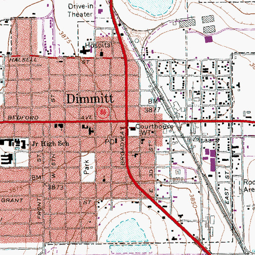 Topographic Map of Castro County Constable's Office, TX