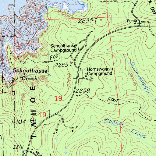 Topographic Map of Hornswaggle Group Campground, CA