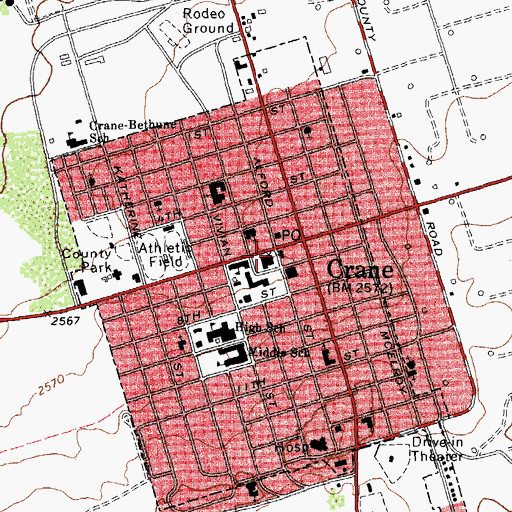 Topographic Map of Crane County Constable's Office, TX