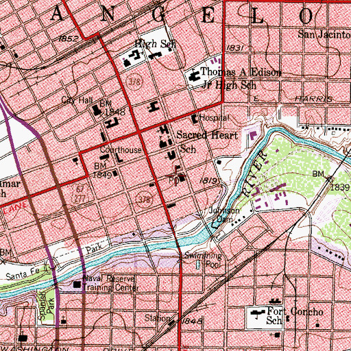 Topographic Map of United States Marshal's Service, TX