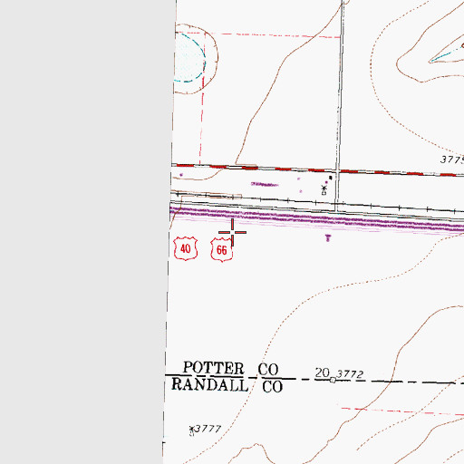 Topographic Map of Potter County Constables Office Precinct 3, TX