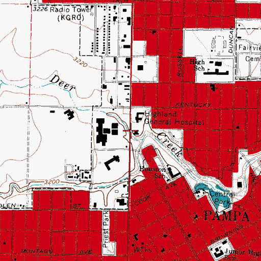 Topographic Map of Gray County Constable's Office, TX