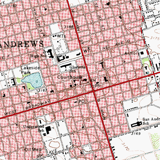 Topographic Map of Andrews County Constable's Office, TX