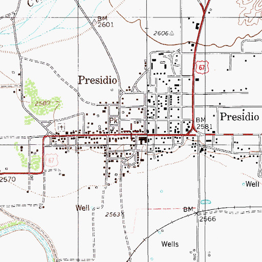 Topographic Map of Presidio Police Department, TX