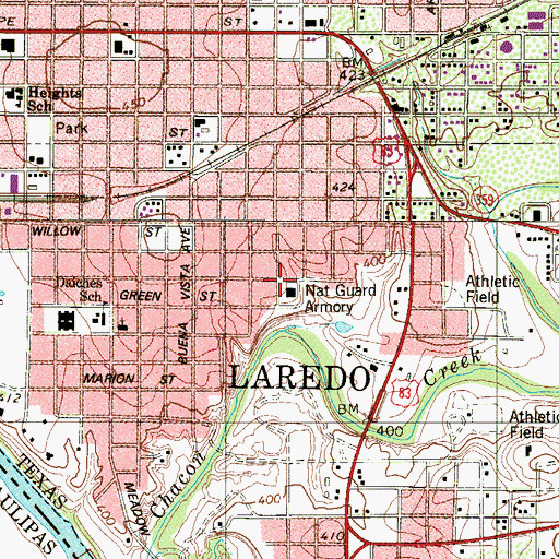 Topographic Map of Laredo Police Substation Patrol East Beat 13, TX