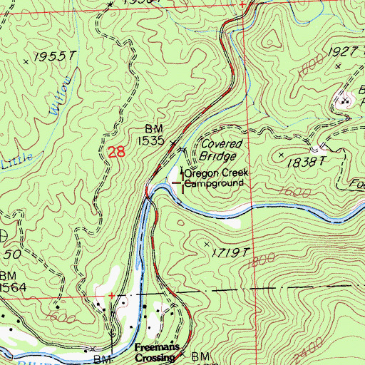 Topographic Map of Oregon Creek Picnic Area, CA