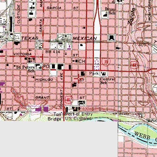 Topographic Map of Laredo Police Substation Patrol West Beat 6, TX