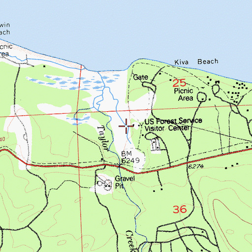 Topographic Map of United States Forest Service Visitors Center, CA