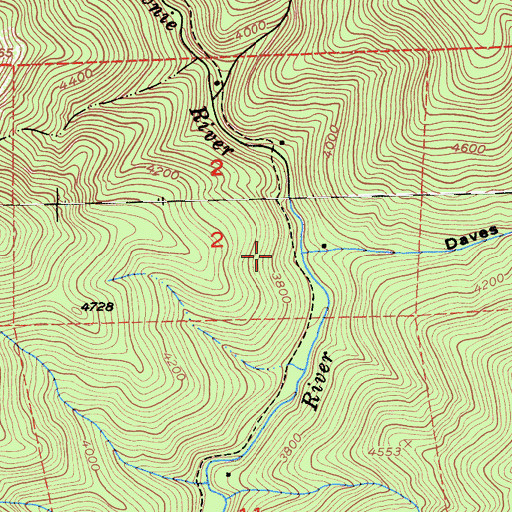 Topographic Map of Downie River Trail, CA