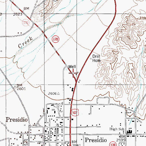 Topographic Map of United States Border Patrol Station, TX