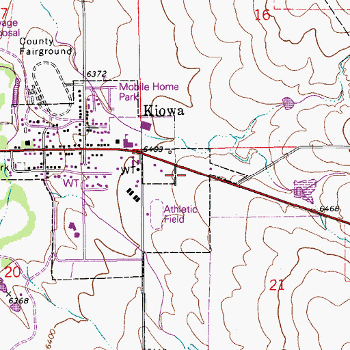 Topographic Map of Kiowa Post Office, CO