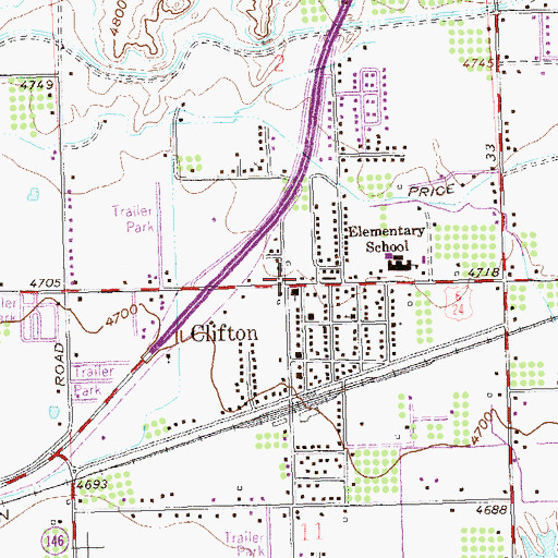 Topographic Map of Clifton Post Office, CO