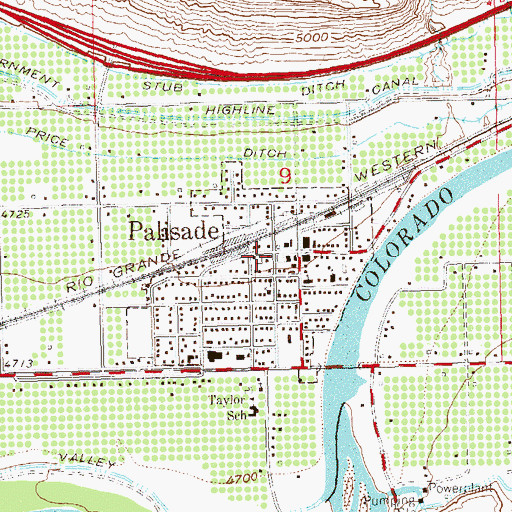 Topographic Map of Palisade Post Office, CO
