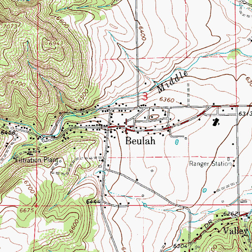 Topographic Map of Beulah Post Office, CO