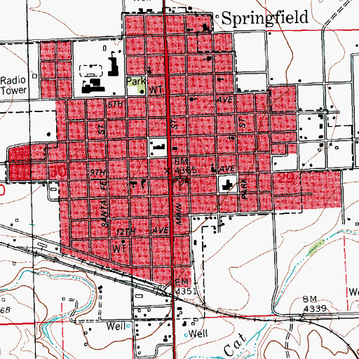Topographic Map of Springfield Post Office, CO
