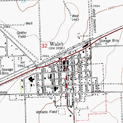 Topographic Map of Walsh Post Office, CO