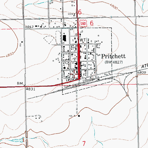 Topographic Map of Pritchett Post Office, CO