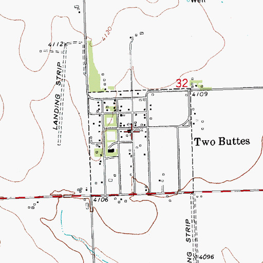 Topographic Map of Two Buttes Post Office, CO