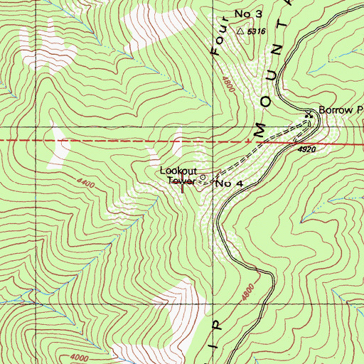 Topographic Map of Ship Mountain Lookout, CA