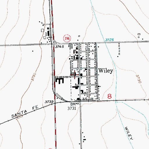 Topographic Map of Wiley Post Office, CO