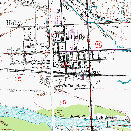 Topographic Map of Holly Post Office, CO