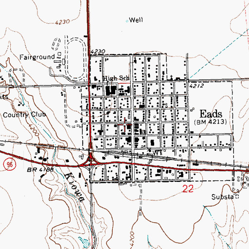 Topographic Map of Eads Post Office, CO