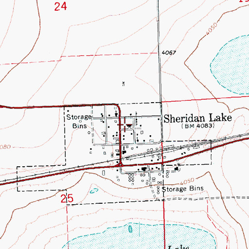 Topographic Map of Sheridan Lake Post Office, CO