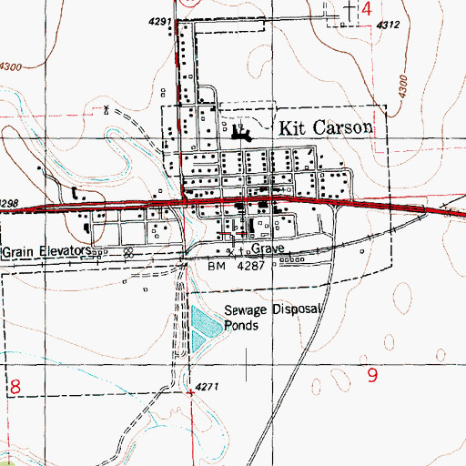 Topographic Map of Kit Carson Post Office, CO