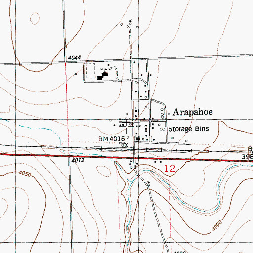 Topographic Map of Arapahoe Post Office, CO