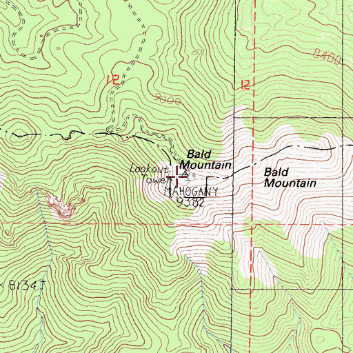 Topographic Map of Bald Mountain Lookout, CA