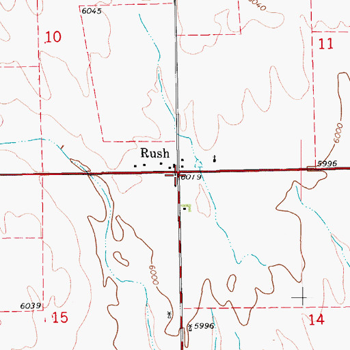 Topographic Map of Rush Post Office, CO