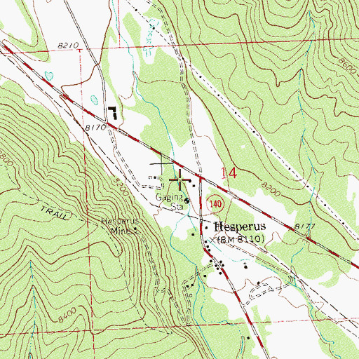 Topographic Map of Hesperus Post Office, CO